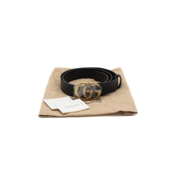 Gucci Leather Slim Black with Double G Buckle 105 42 414516 (Sku 6565) Belt
